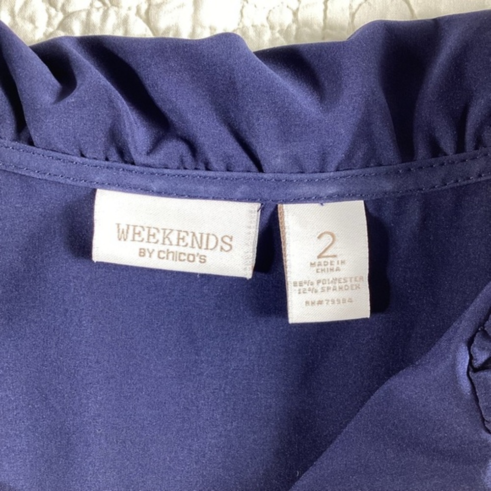 Chico’s Weekend Athleisure Jacket Sleeveless Navy Blue‎ Size 2 Full Zip - Picture 9 of 10